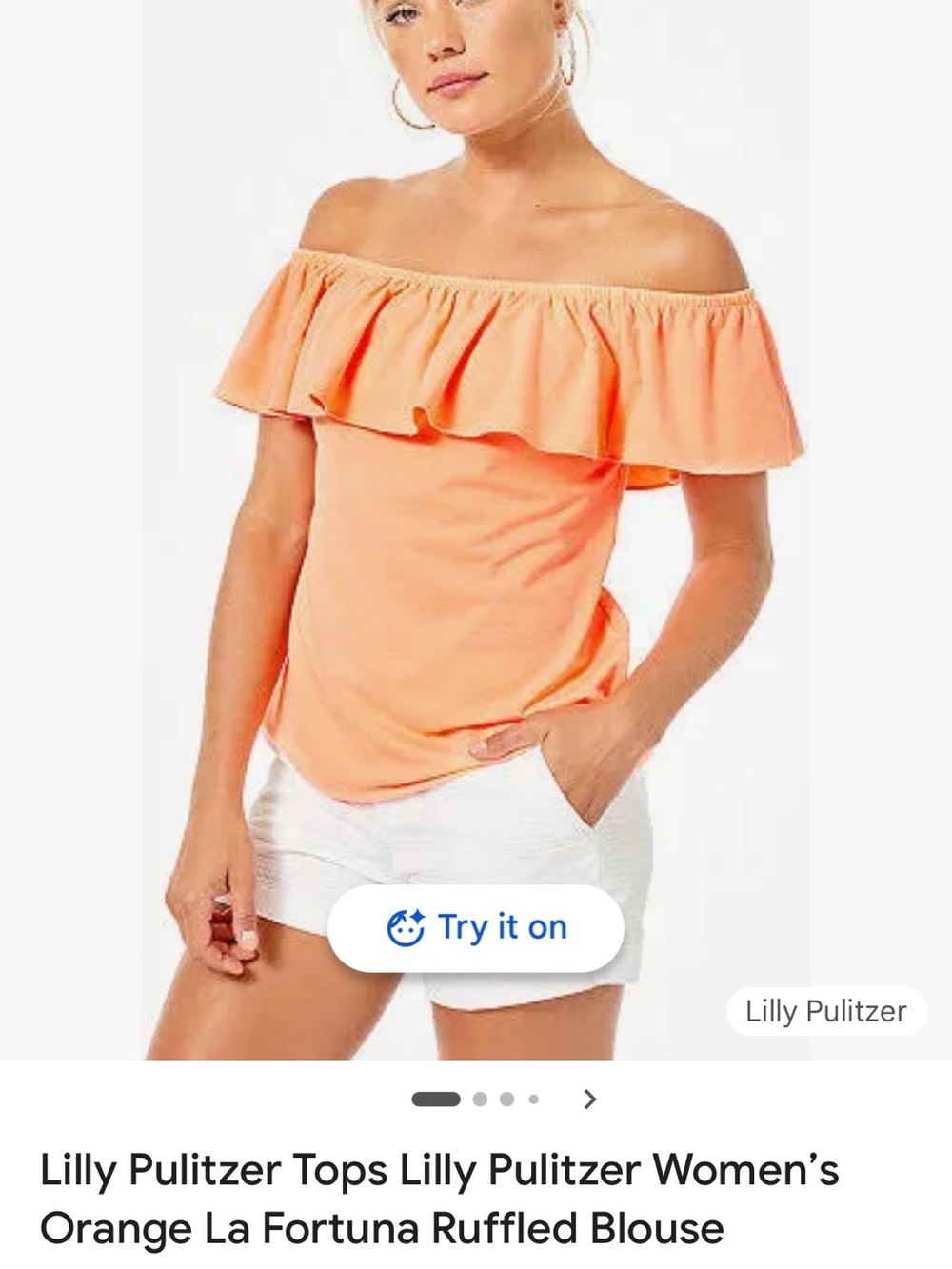 Lilly Pulitzer Coral Off-Shoulder Ruffle Top